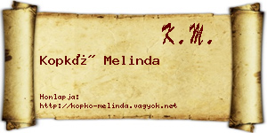 Kopkó Melinda névjegykártya